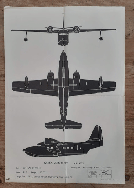 Aircraft silhouette identification poster SA-16A ALBATROSS 6002 Aircraft silhouette identification poster SA-16A ALBATROSS