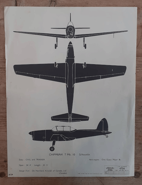 aircraft silhouette identification CHIPMUNK T Mk.10 4704 aircraft silhouette identification CHIPMUNK T Mk.10
