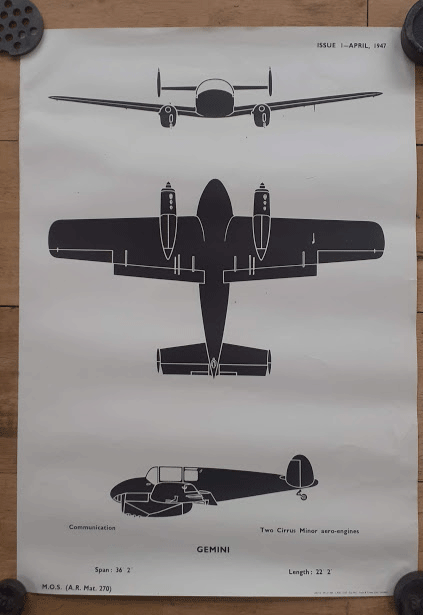 aircraft silhouette identification poster GEMINI 270 aircraft silhouette identification poster GEMINI