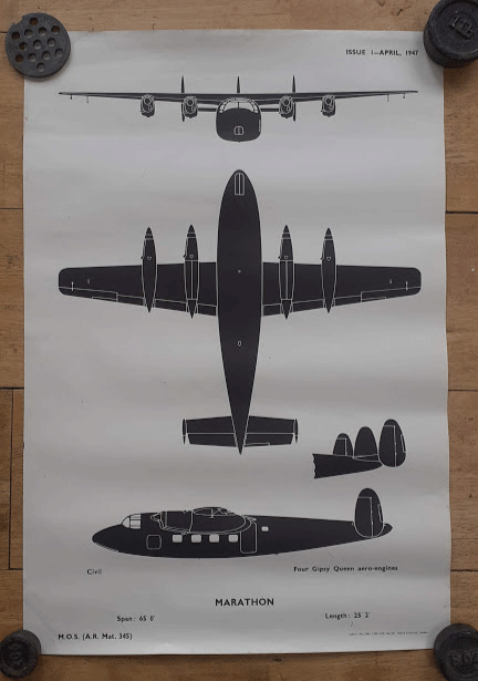 aircraft silhouette identification poster MARATHON 345 aircraft silhouette identification poster MARATHON
