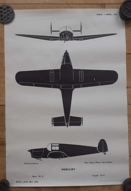 aircraft silhouette identification poster MERCURY 344 aircraft silhouette identification poster MERCURY