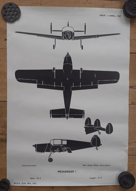 aircraft silhouette identification poster MESSENGER I 343 aircraft silhouette identification poster MESSENGER I