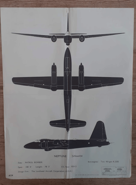 aircraft silhouette identification poster NEPTUNE 4886 aircraft silhouette identification poster NEPTUNE