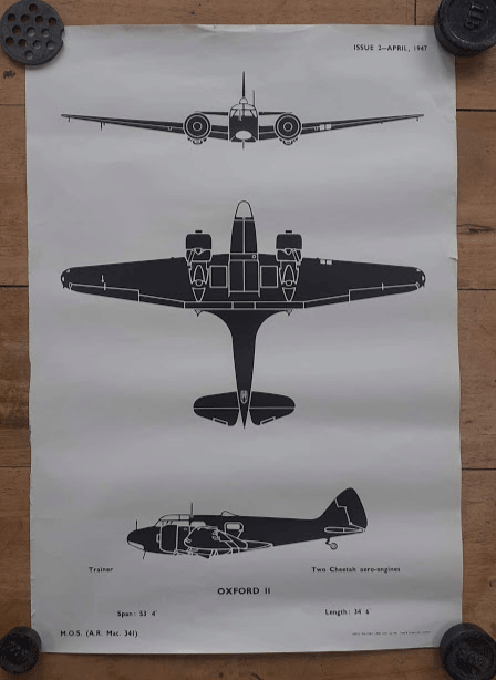 aircraft silhouette identification poster OXFORD II 341 aircraft silhouette identification poster OXFORD II