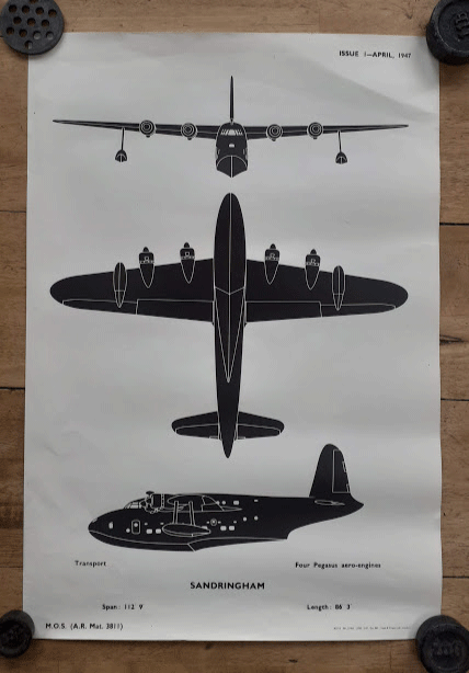 aircraft silhouette identification poster SANDRINGHAM 3811 aircraft silhouette identification poster SANDRINGHAM