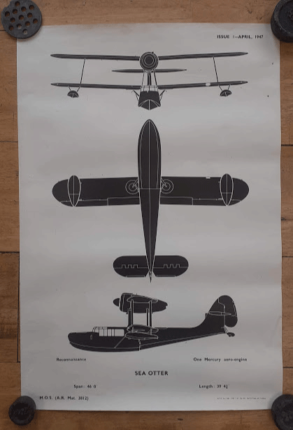 aircraft silhouette identification poster SEA OTTER 3812 aircraft silhouette identification poster SEA OTTER