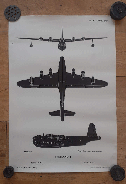aircraft silhouette identification poster SHETLAND I 3812 aircraft silhouette identification poster SHETLAND I