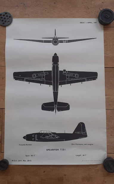 aircraft silhouette identification poster SPEARFISH T.D.1 3814 aircraft silhouette identification poster SPEARFISH T.D.1