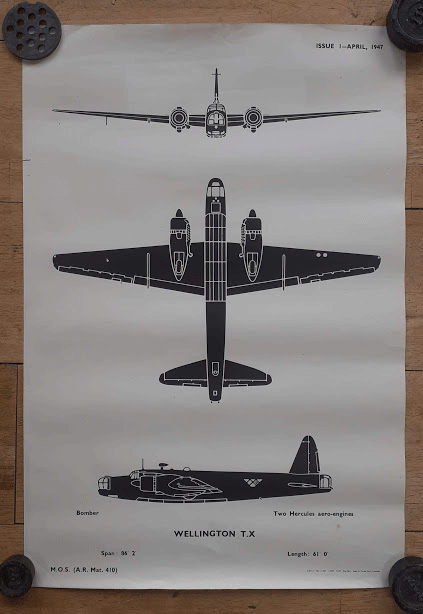 aircraft sillouette poster WELLINGTON T.X. 410 aircraft sillouette poster WELLINGTON T.X.