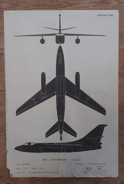 aircraft silhouette identification poster A3D-1 SKYWARRIOR 6061 aircraft silhouette identification poster A3D-1 SKYWARRIOR