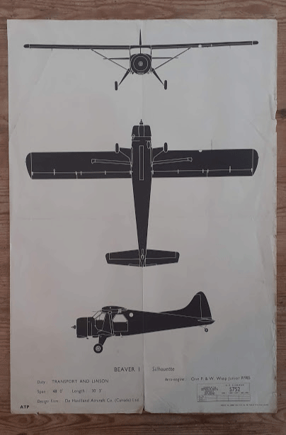 aircraft silhouette recognition poster BEAVER I 5752 aircraft silhouette recognition poster BEAVER I
