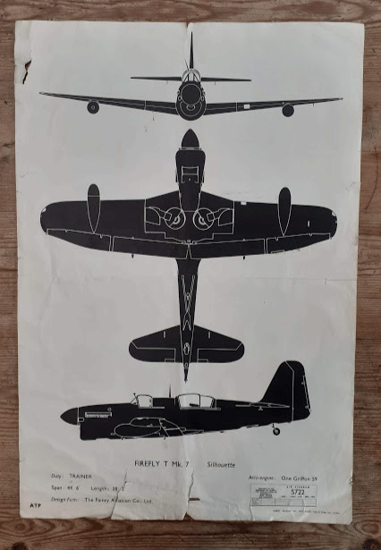 aircraft silhouette identification poster FIREFLY T Mk.7 5722 aircraft silhouette identification poster FIREFLY T Mk.7