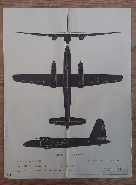 aircraft silhouette identification poster NEPTUNE 4886 aircraft silhouette identification poster NEPTUNE