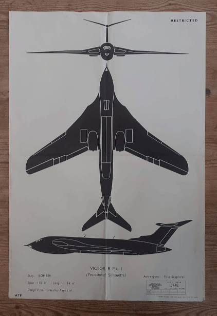 aircraft silhouette identification poster VICTOR B Mk 1 5748 aircraft silhouette identification poster VICTOR B Mk 1