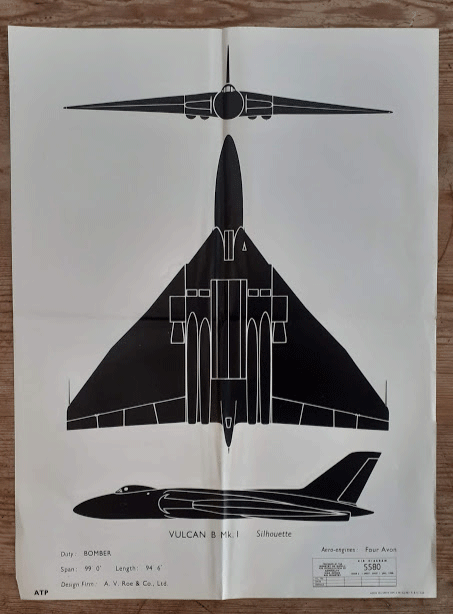 aircraft silhouette identification poster VULCAN B Mk.1 5580 aircraft silhouette identification poster VULCAN B Mk.1