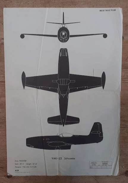aircraft silhouette identification poster YAK-23 6004 aircraft silhouette identification poster YAK-23