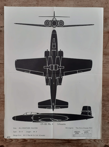 aircraft silhoutte identification POSTER CF-100 Mk.4 6355 aircraft silhoutte identification POSTER CF-100 Mk.4