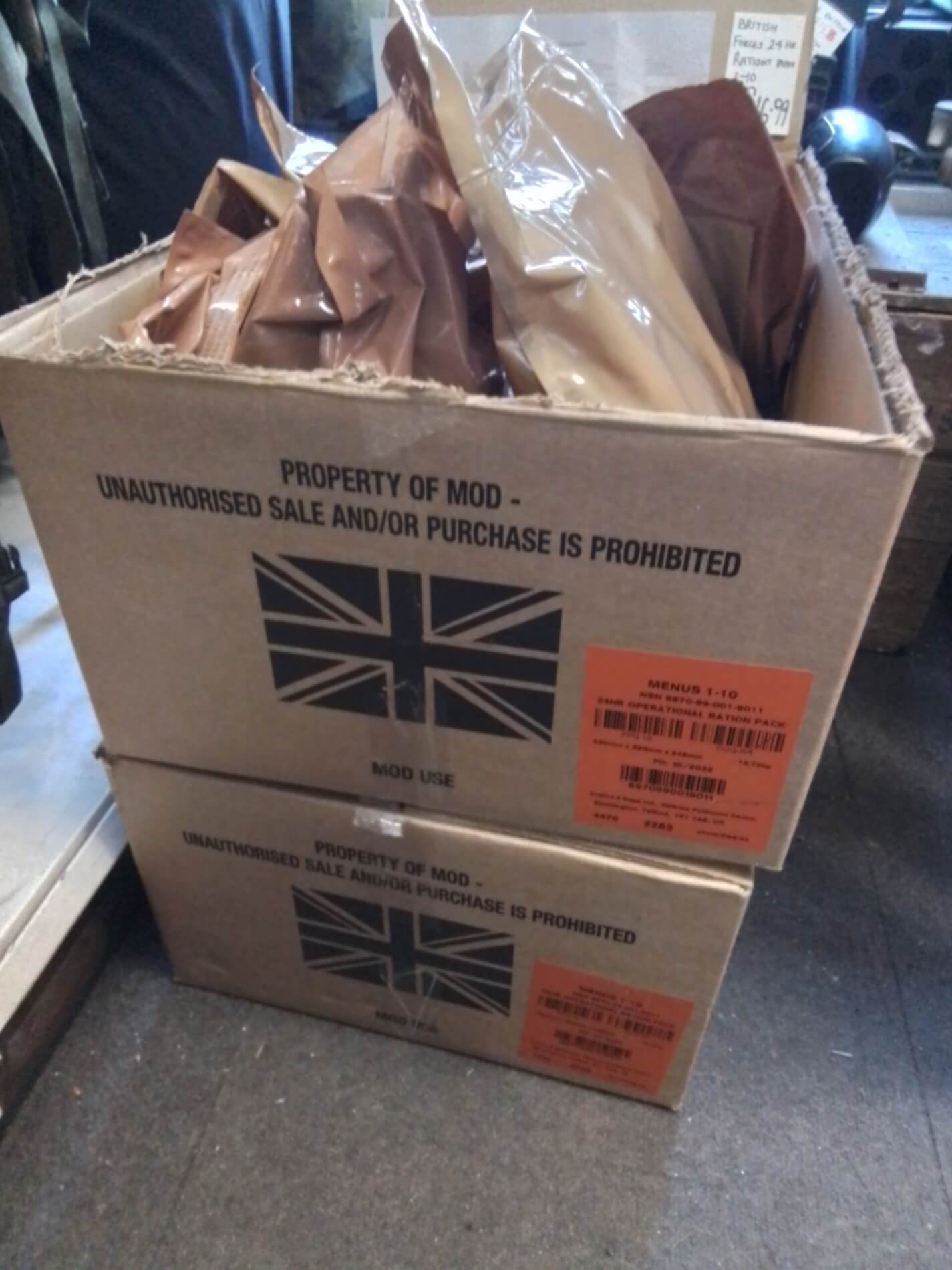 British Army 24 hour MRE packs British Army 24 hour MRE packs